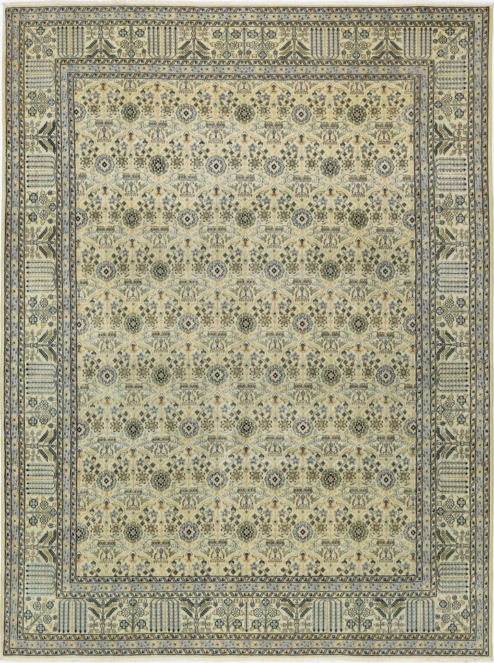 Hand Knotted Vintage Persian Varamin Wool Rug 8' 10" x 11' 10" - No. AT33891