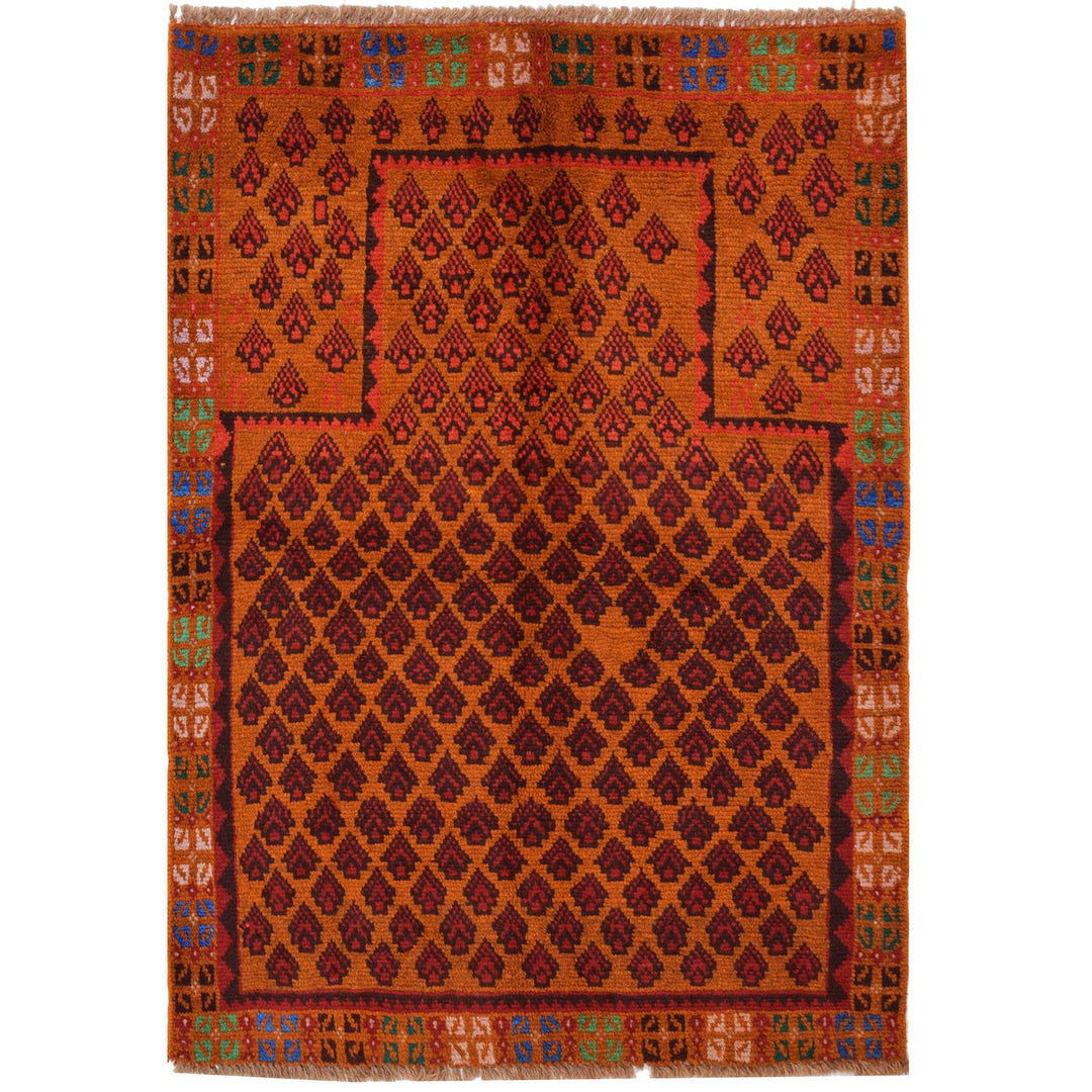 Afghan Baluchi Prayer Rug 2' 9" x 4' 2" Hand-Knotted