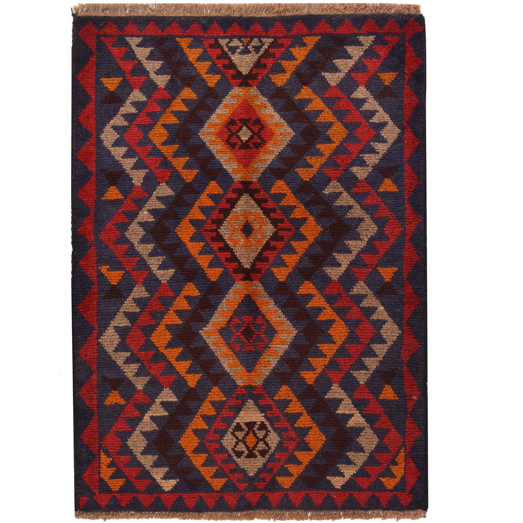 Afghan Baluchi Rug 2' 9" x 4' Hand-Knotted