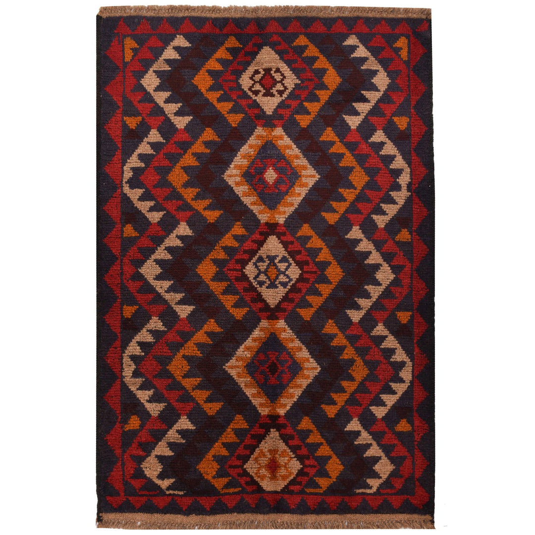 Afghan Baluchi Rug 2' 9" x 4' 1" Hand-Knotted