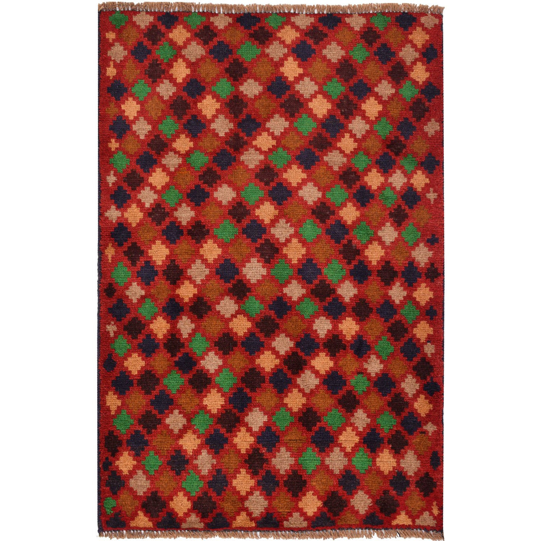 Tan Afghan Baluchi Rug 2' 9" x 4' 3" Hand-Knotted