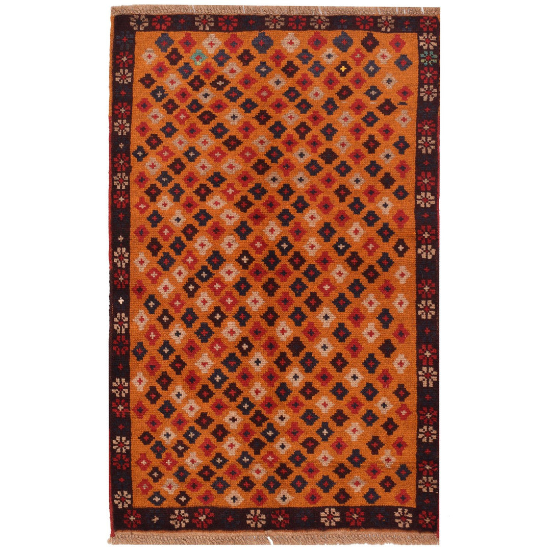 Afghan Baluchi Rug 2' 5" x 4' Hand-Knotted