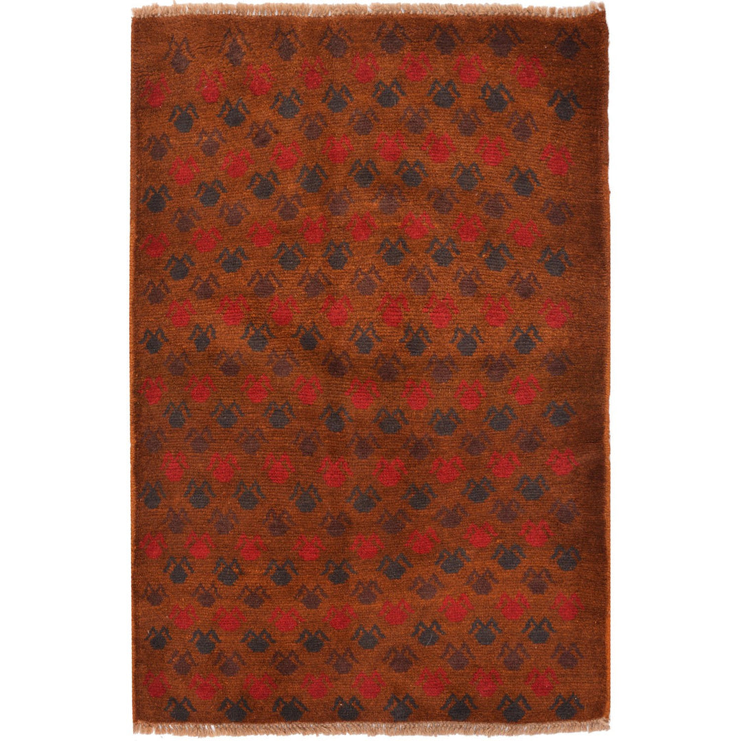 Tan Afghan Baluchi Rug 2' 9" x 4' 4" Hand-Knotted