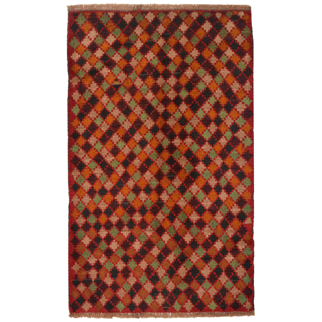 Tan Afghan Baluchi Rug 2' 8" x 4' 7" Hand-Knotted