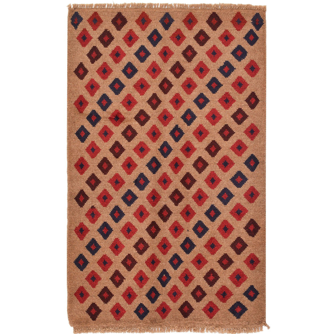 Afghan Baluchi Rug 2'7" x 4'3" Hand-Knotted