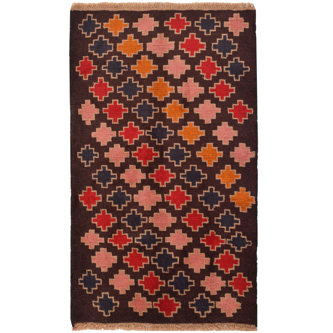Afghan Baluchi Rug 2' 7" x 4' 2" Hand-Knotted