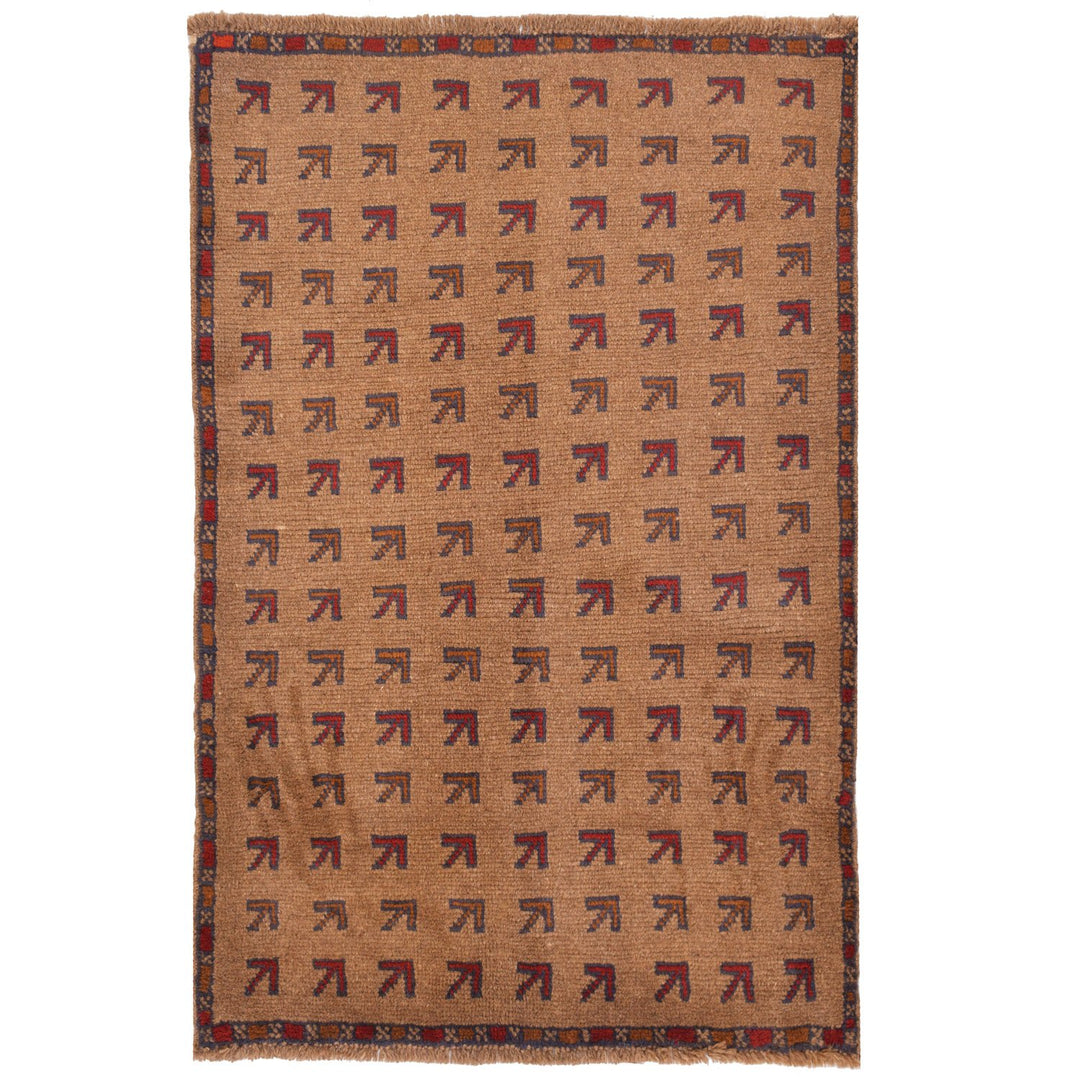 Afghan Baluchi Rug 3' x 4' 3" Hand-Knotted