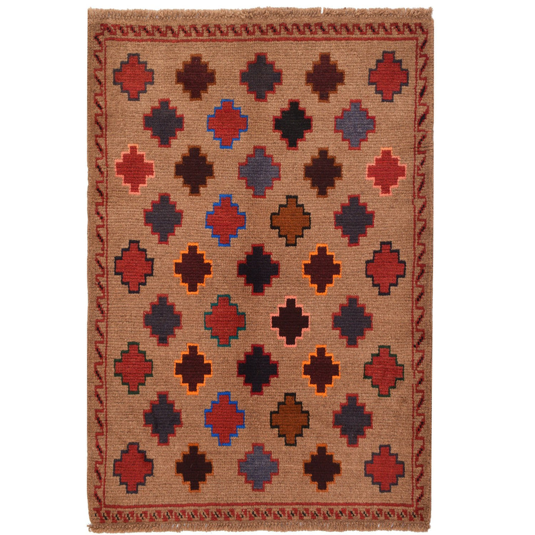 Afghan Baluchi Rug 3' x 4' 3" Hand-Knotted