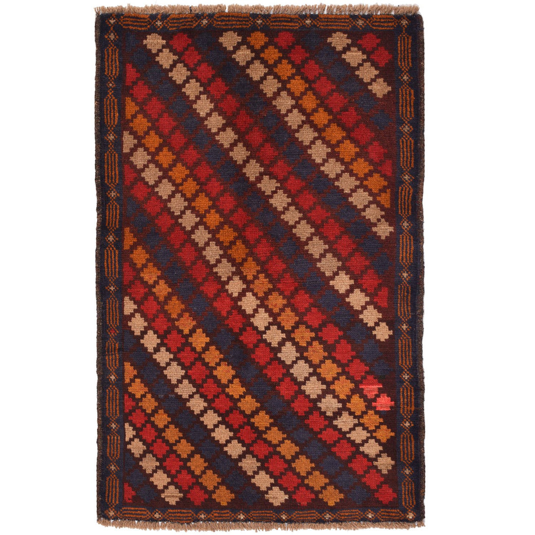 Afghan Baluchi Rug 2' 7" x 4' 2" Hand-Knotted