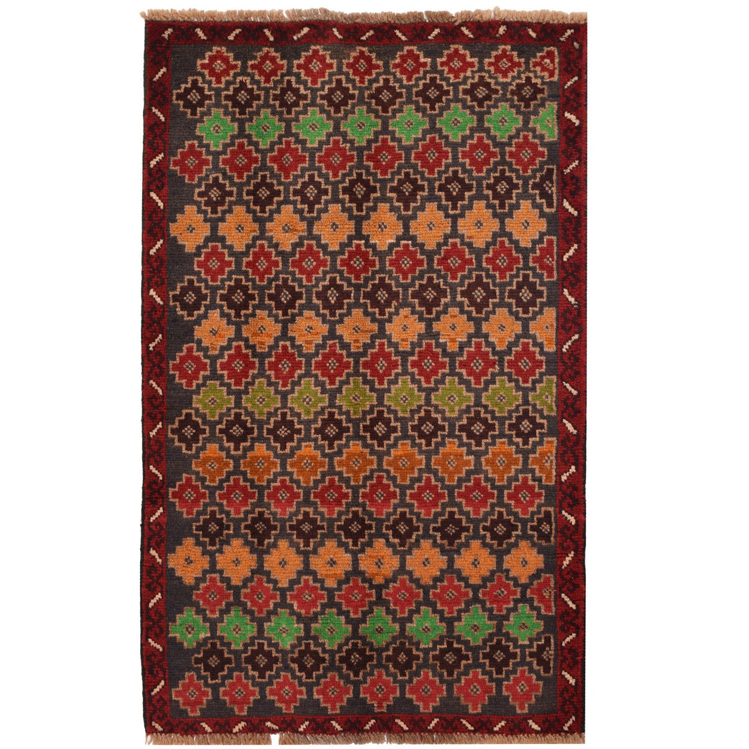 Afghan Baluchi Rug 2' 7" x 4' 5" Hand-Knotted