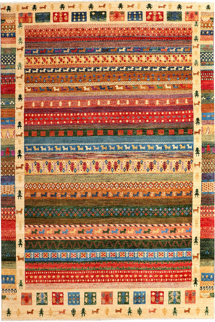 Multi Colored Gabbeh 6' 8 x 10' - No. 50771 - ALRUG Rug Store
