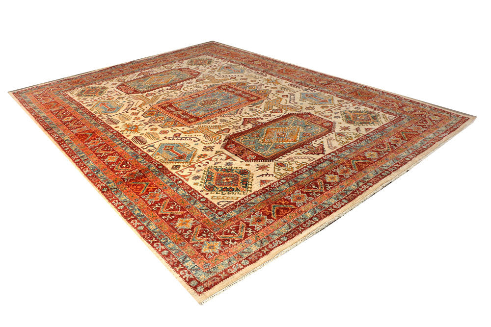 Navajo White Kazak 9' 2 x 12' 3 - No. 50772 - ALRUG Rug Store