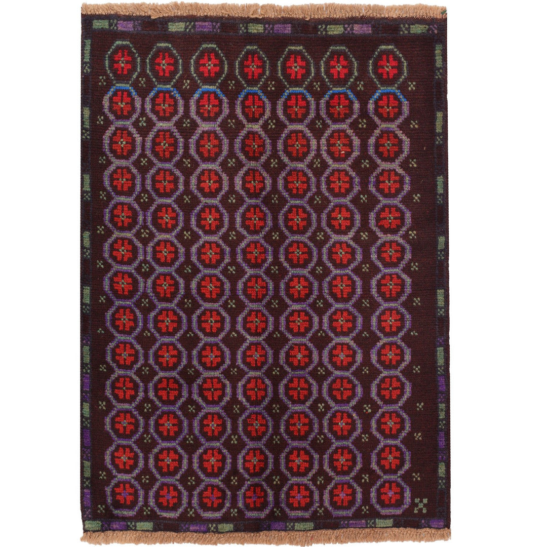 Tan Afghan Baluchi Rug 2' 5" x 3' 5" Hand-Knotted