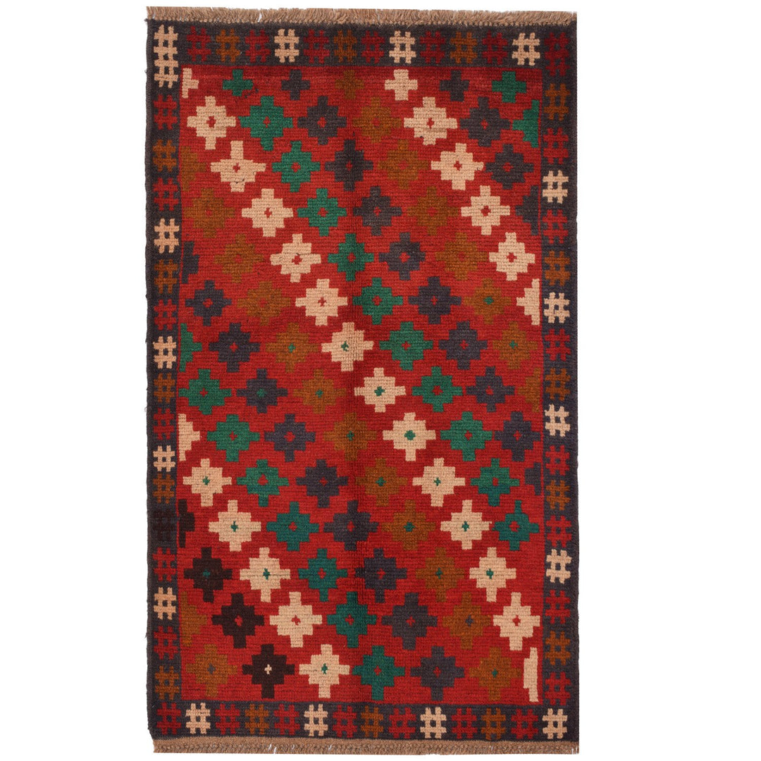 Afghan Baluchi Rug 2' 5" x 4' 3" Hand-Knotted