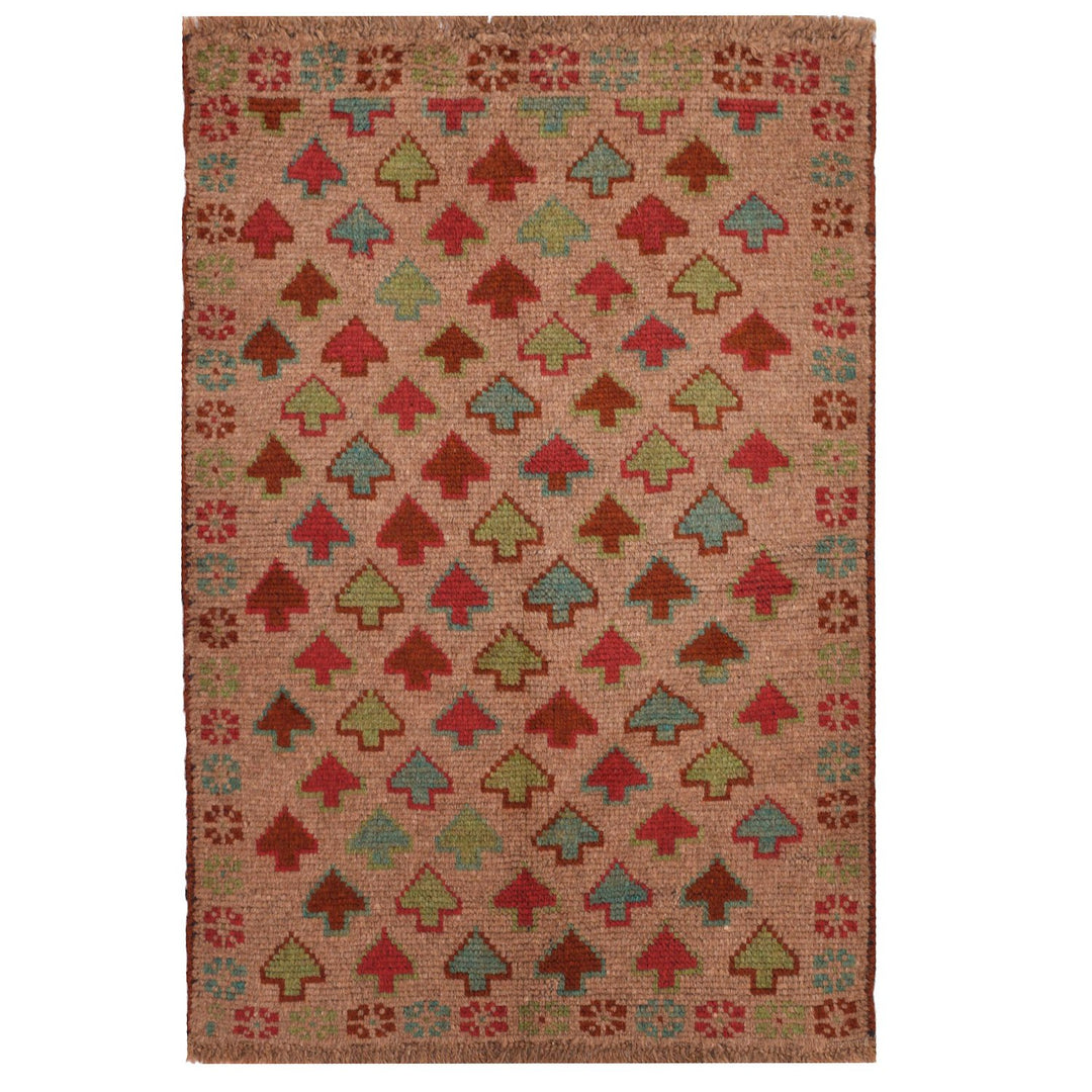 Afghan Baluchi Rug 2' 4" x 3' 5" Hand-Knotted