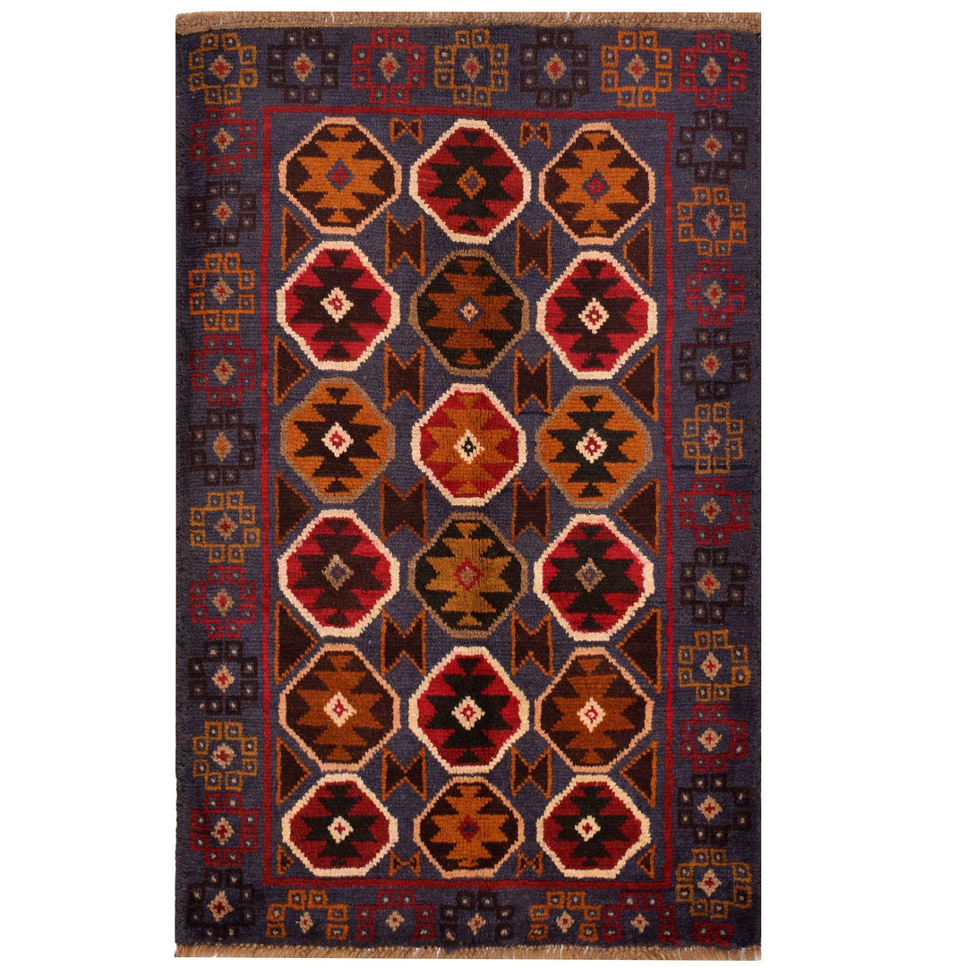 Afghan Baluchi Rug 2' 5" x 4' Hand-Knotted