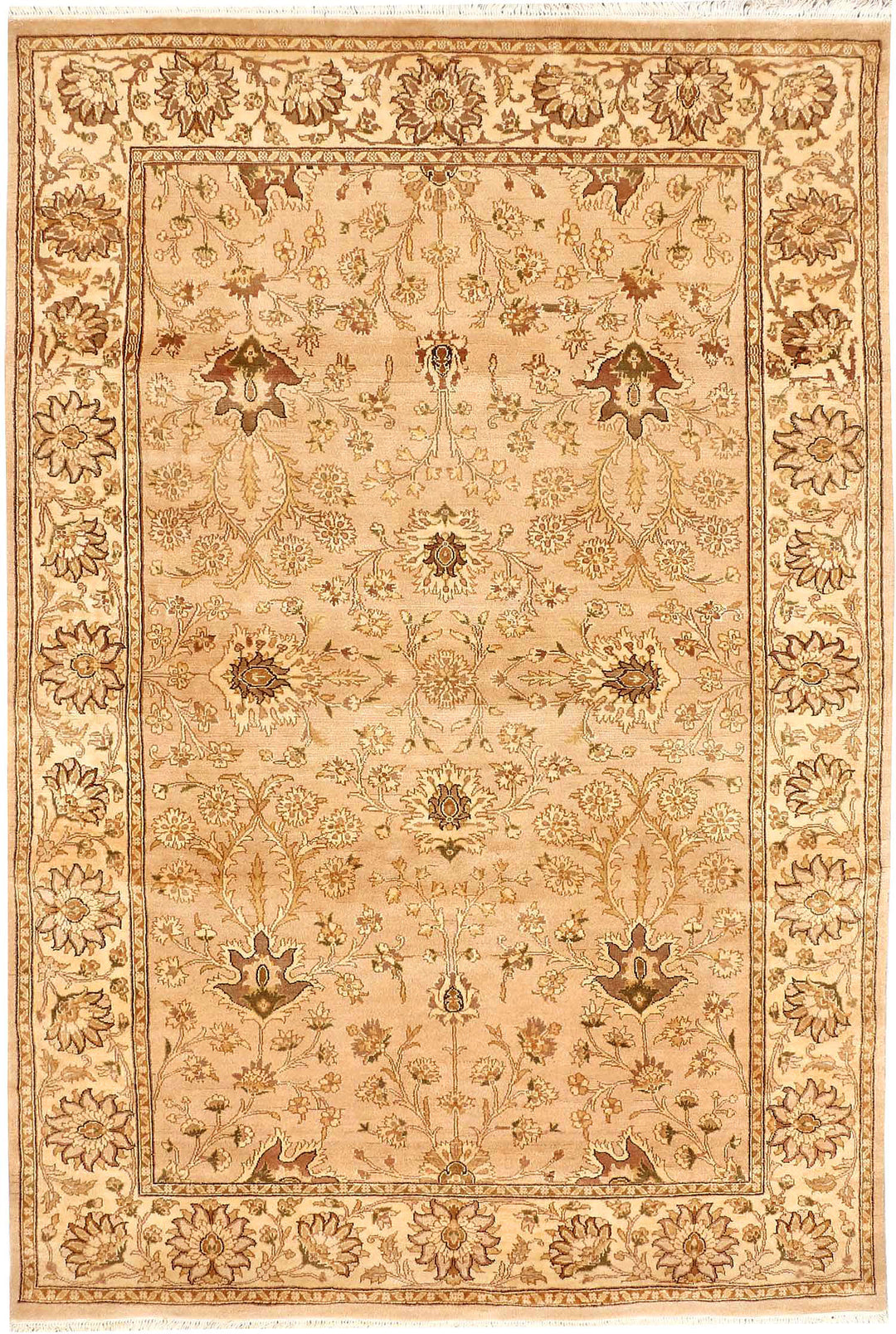 Tan Afghan Oriental Rug 4'1" x 6'1" Hand-Knotted