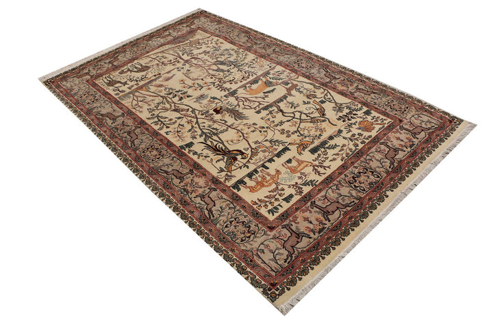 Blanched Almond Pictorial 4' 6 x 7' 3 - No. 52345 - ALRUG Rug Store
