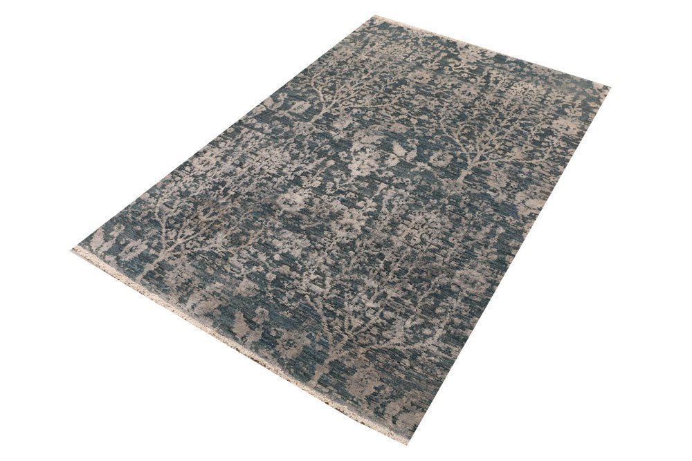 Cadet Blue Gabbeh 4' x 5' 10 - No. 52454 - ALRUG Rug Store