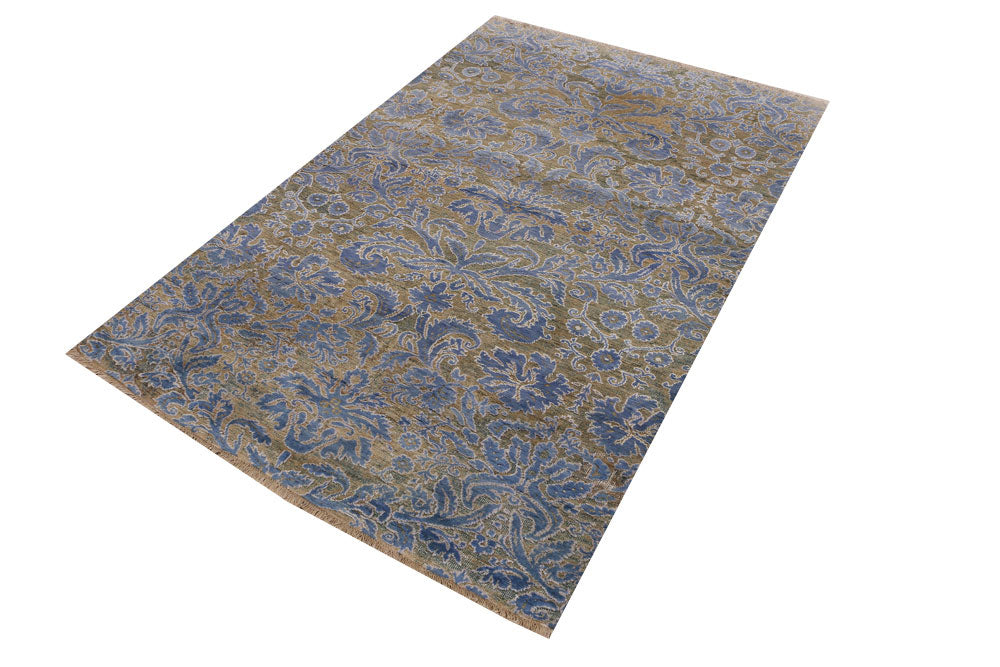 Slate Blue Ikat 3' 11 x 5' 11 - No. 52457 - ALRUG Rug Store