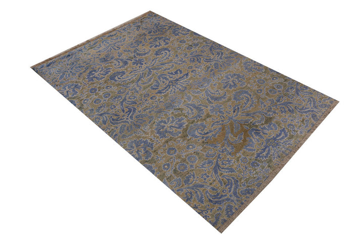 Slate Blue Ikat 3' 11 x 5' 11 - No. 52457 - ALRUG Rug Store