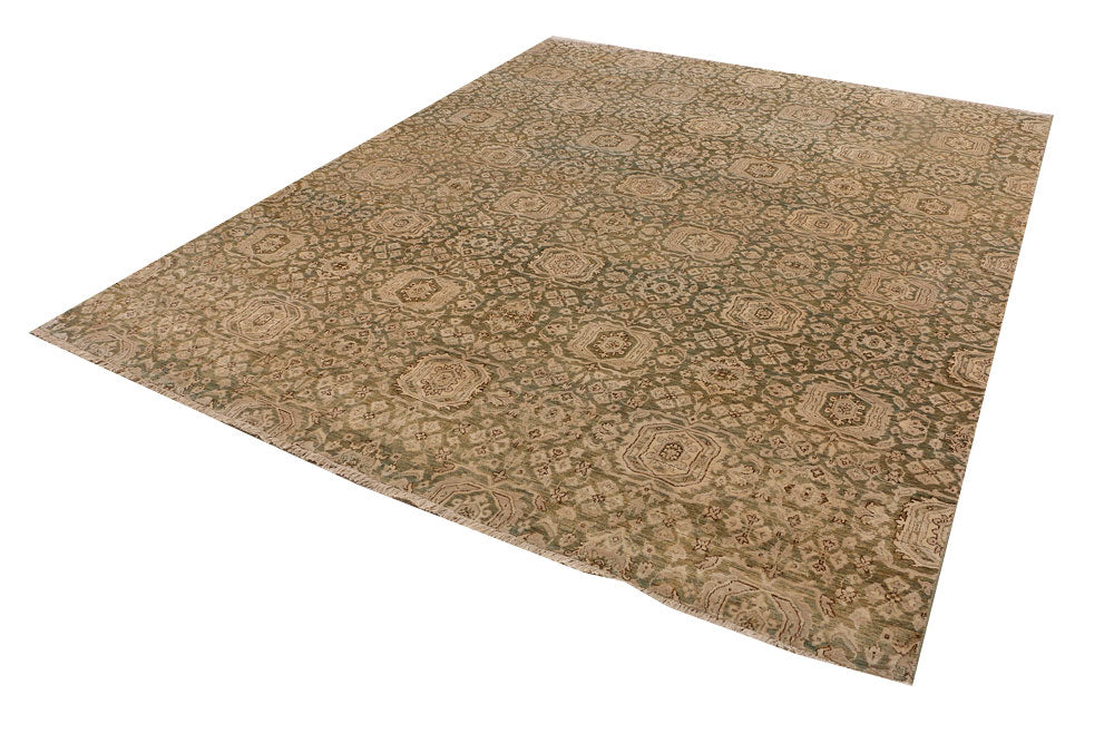 Dark Olive Green Ikat 7' 11 x 9' 9 - No. 52510 - ALRUG Rug Store