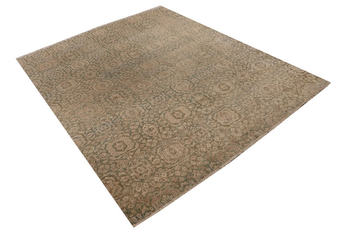 Dark Olive Green Ikat 7' 11 x 9' 9 - No. 52510 - ALRUG Rug Store
