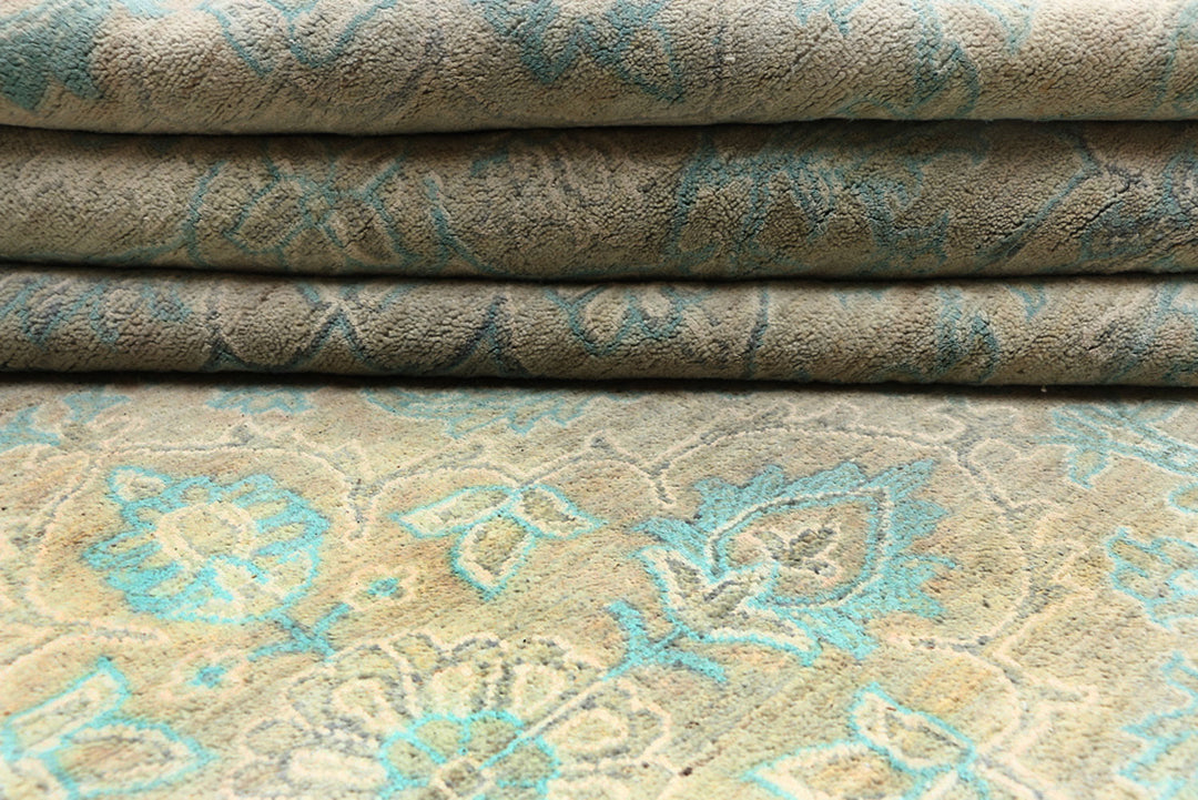 Cadet Blue Ikat 8'  11" x 11'  6" - No. QA77119