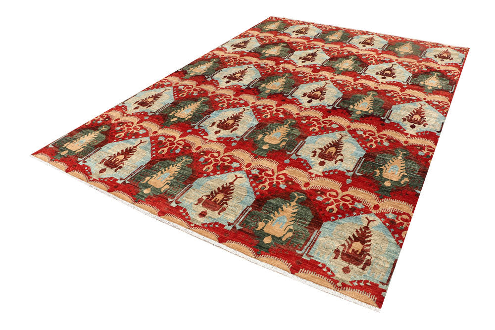 Multi Colored Ikat 6' 9 x 9' 10 - No. 53246 - ALRUG Rug Store