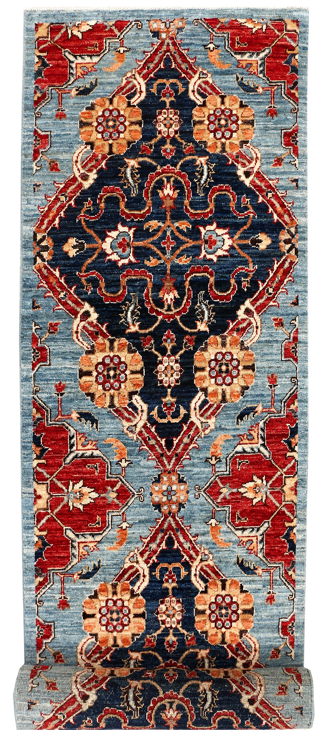 Light Steel Blue Oushak 2' 5 x 12' 8 - No. 53358 - ALRUG Rug Store