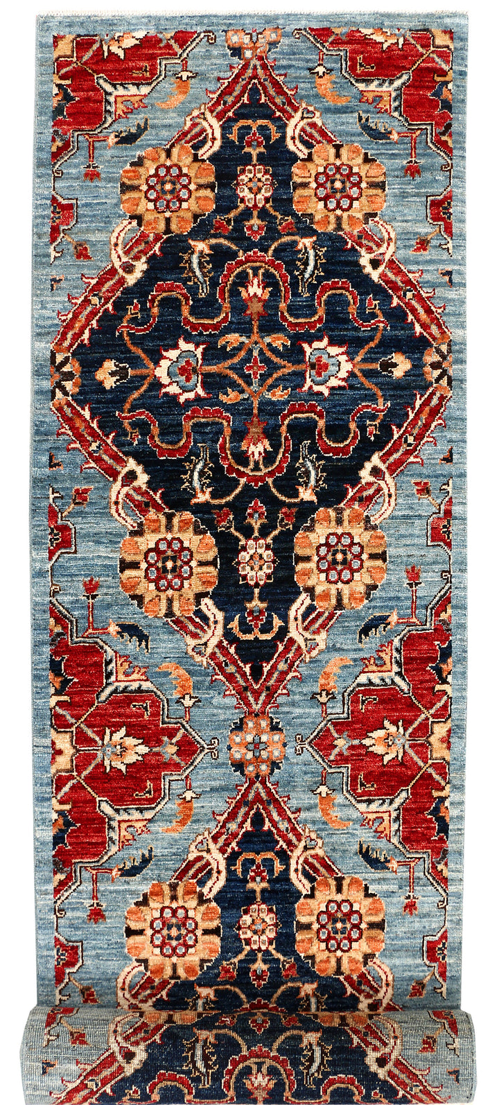 Light Steel Blue Oushak 2' 5 x 12' 8 - No. 53358 - ALRUG Rug Store
