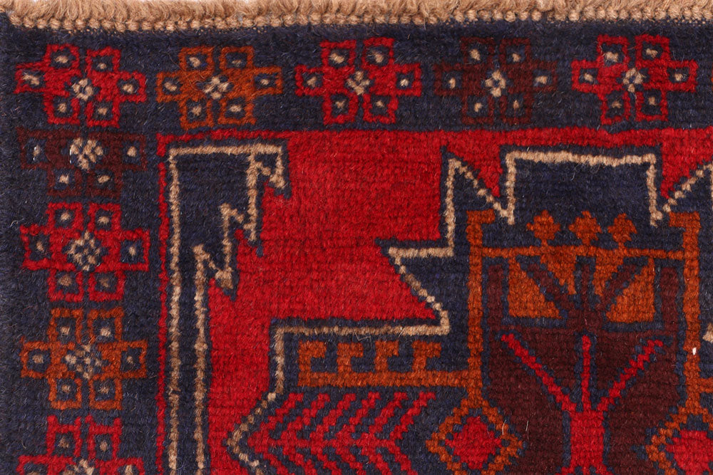 Firebrick Baluchi 2' 6 x 9' 10 - No. 53847 - ALRUG Rug Store