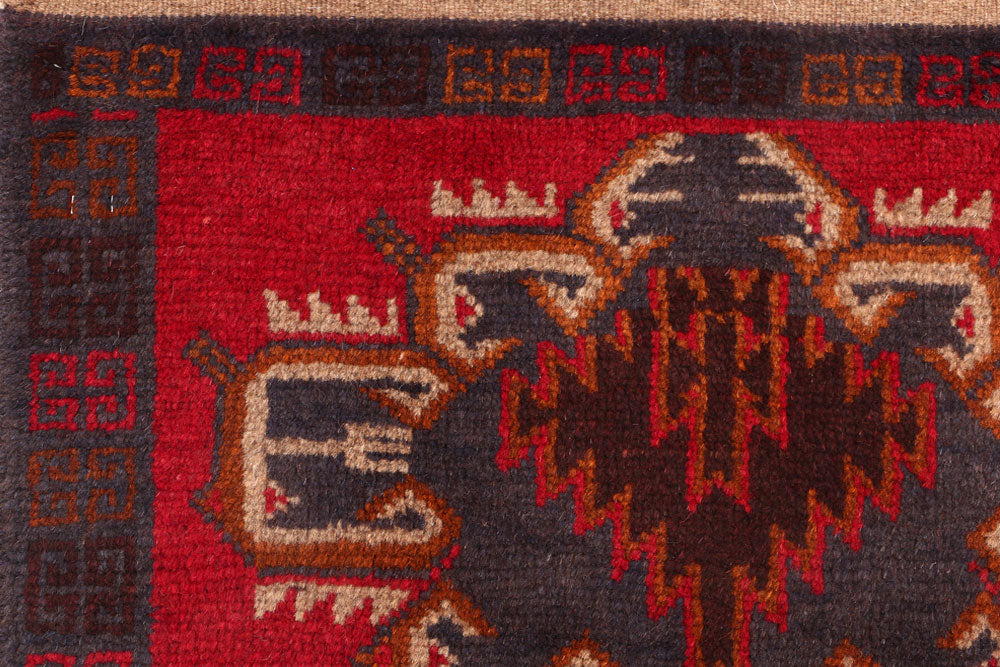 Dark Red Baluchi 2' 4 x 9' 5 - No. 53871 - ALRUG Rug Store