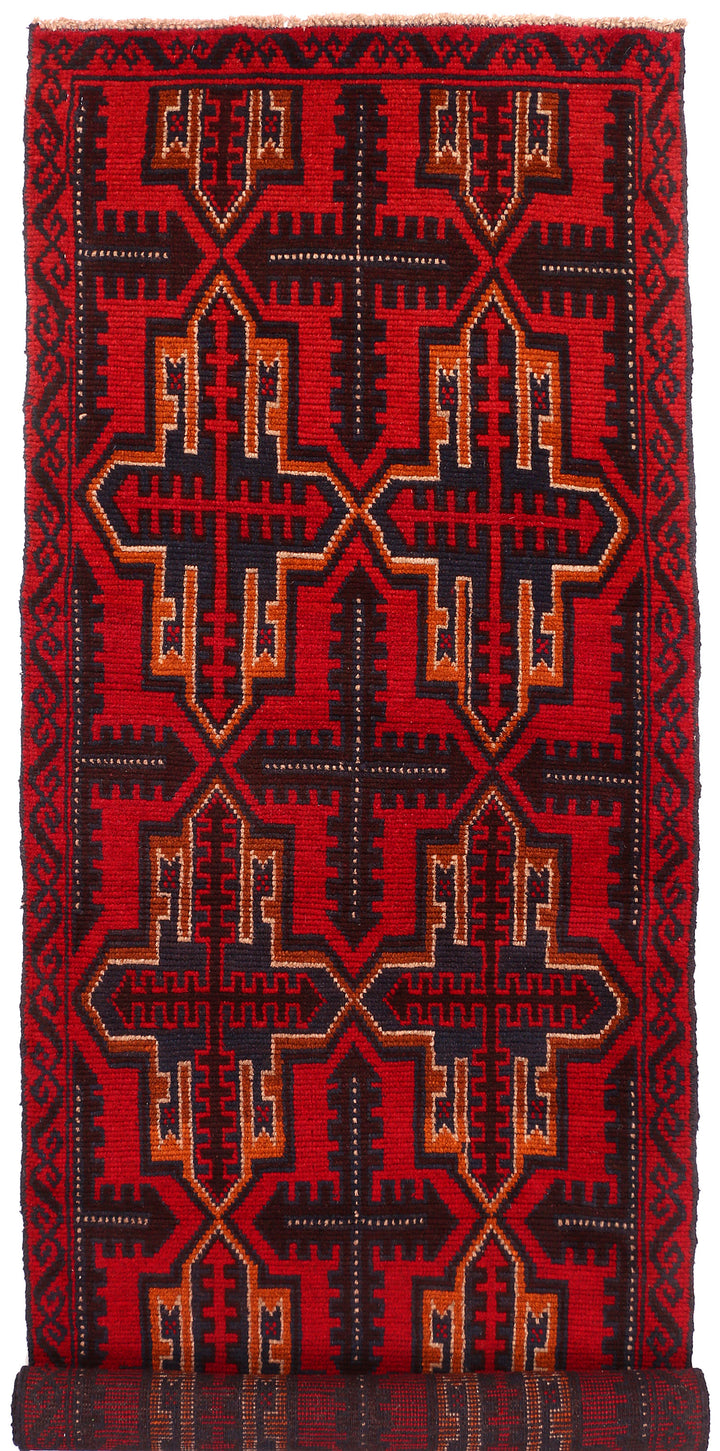 Dark Red Baluchi 2' 9 x 9' - No. 53911 - ALRUG Rug Store