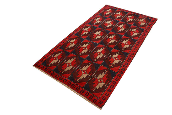 Red Baluchi 3' 5 x 6' 4 - No. 53939 - ALRUG Rug Store