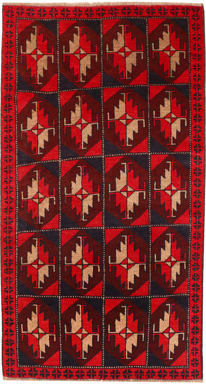 Red Baluchi 3' 5 x 6' 4 - No. 53939 - ALRUG Rug Store