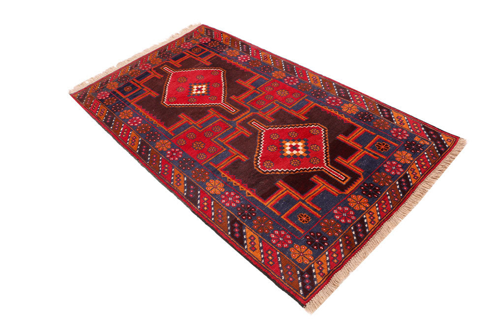 Maroon Baluchi 3' 7 x 6' - No. 53941 - ALRUG Rug Store