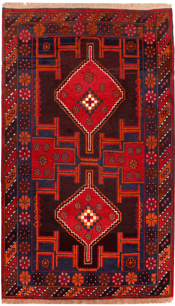 Maroon Baluchi 3' 7 x 6' - No. 53941 - ALRUG Rug Store