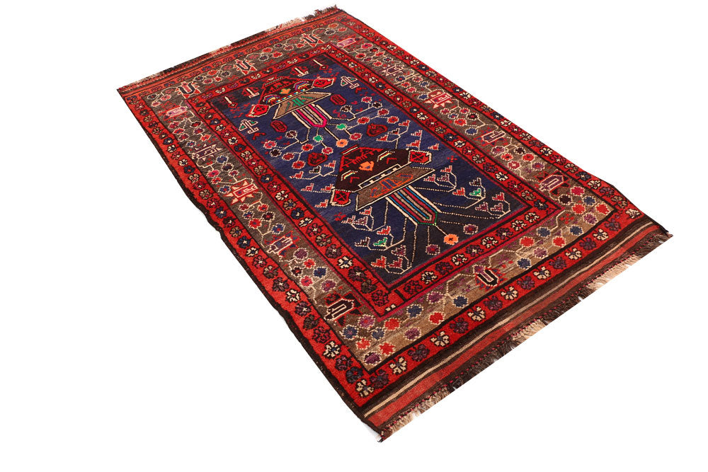 Dark Slateblue Baluchi 3' 8 x 5' 6 - No. 53957 - ALRUG Rug Store