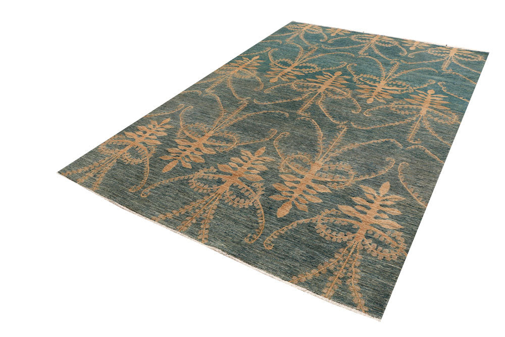 Cadet Blue Ikat 6' 1 x 8' 11 - No. 54043 - ALRUG Rug Store