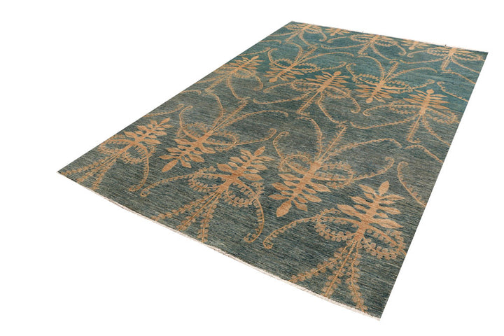 Cadet Blue Ikat 6' 1 x 8' 11 - No. 54043 - ALRUG Rug Store