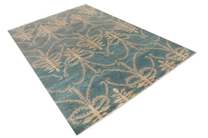 Cadet Blue Ikat 6' 1 x 8' 11 - No. 54043 - ALRUG Rug Store