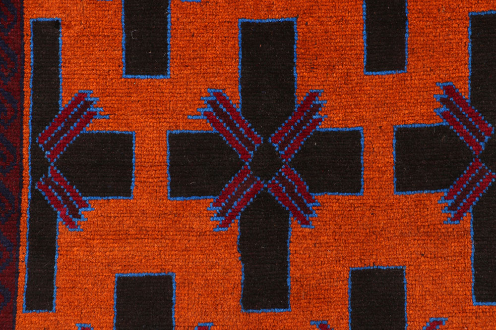 Dark Orange Baluchi 3' 5 x 5' 8 - No. 54246 - ALRUG Rug Store