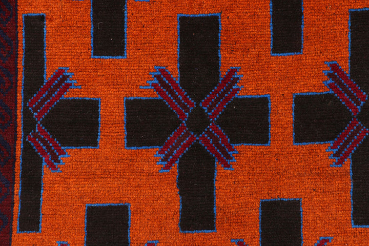 Dark Orange Baluchi 3' 5 x 5' 8 - No. 54246 - ALRUG Rug Store
