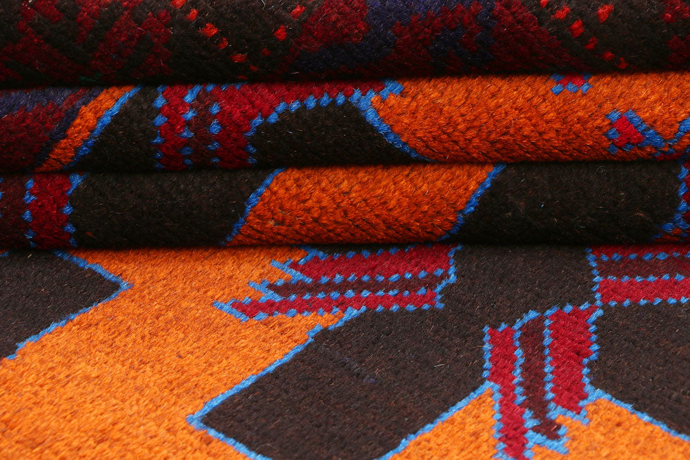 Dark Orange Baluchi 3' 5 x 5' 8 - No. 54246 - ALRUG Rug Store