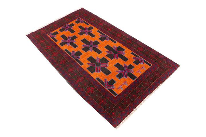 Dark Orange Baluchi 3' 5 x 5' 8 - No. 54246 - ALRUG Rug Store