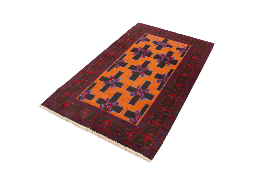 Dark Orange Baluchi 3' 5 x 5' 8 - No. 54246 - ALRUG Rug Store