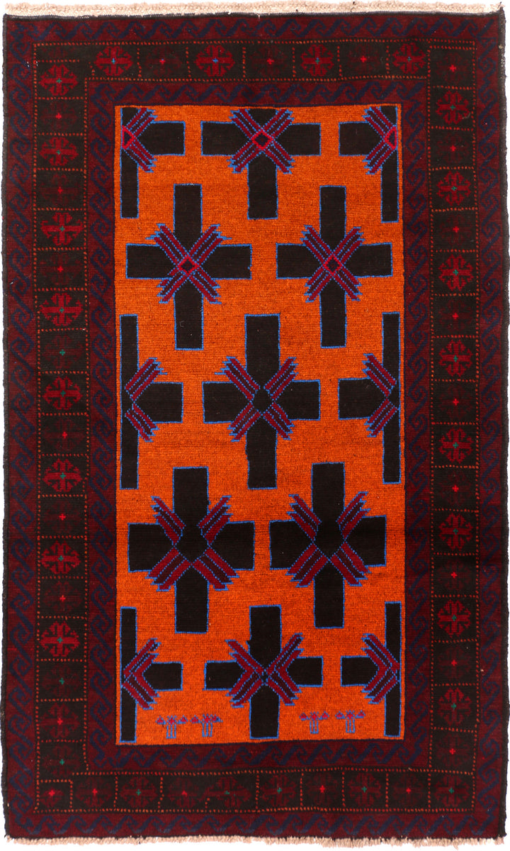 Dark Orange Baluchi 3' 5 x 5' 8 - No. 54246 - ALRUG Rug Store