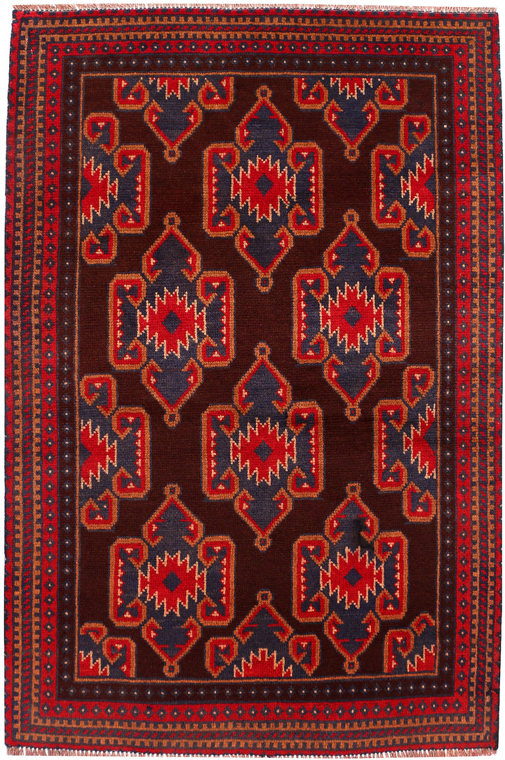 Maroon Baluchi 3' 5 x 5' 3 - No. 54248 - ALRUG Rug Store