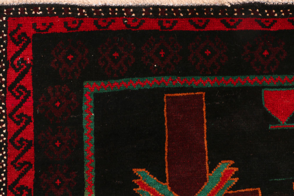 Black Baluchi 3' 7 x 6' 3 - No. 54255 - ALRUG Rug Store